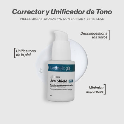 Acn. Shield Serum Corrector y Unificador de tono AM